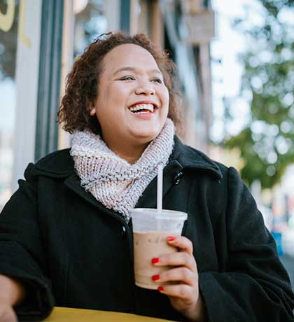 Woman with iced coffee