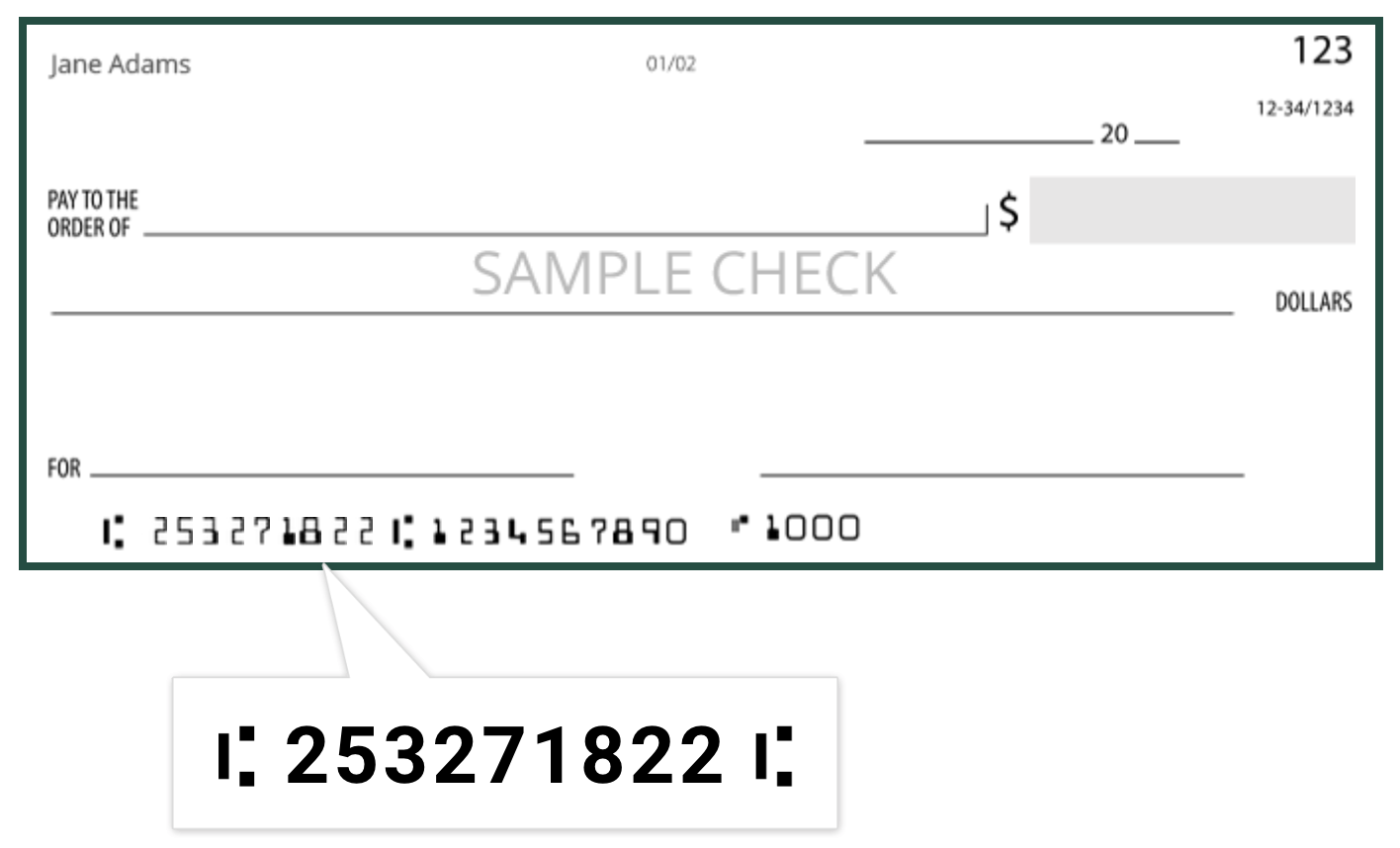 Check showing routing number